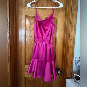 Cowl neck pink dress